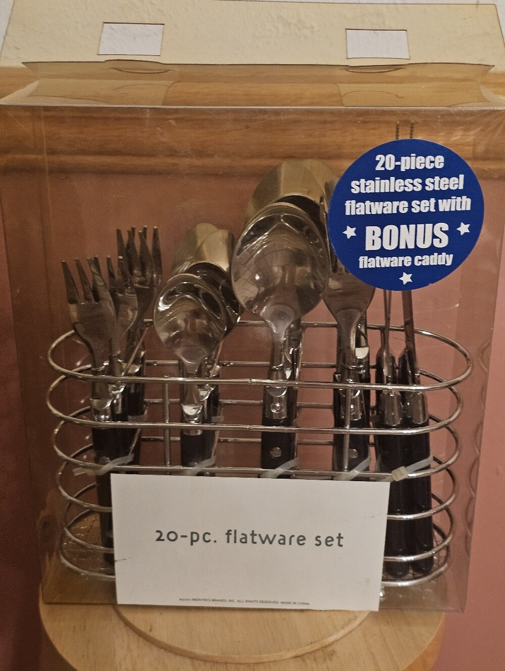 Never Used 20 Piece Stainless Steel Flatware Set With Caddy